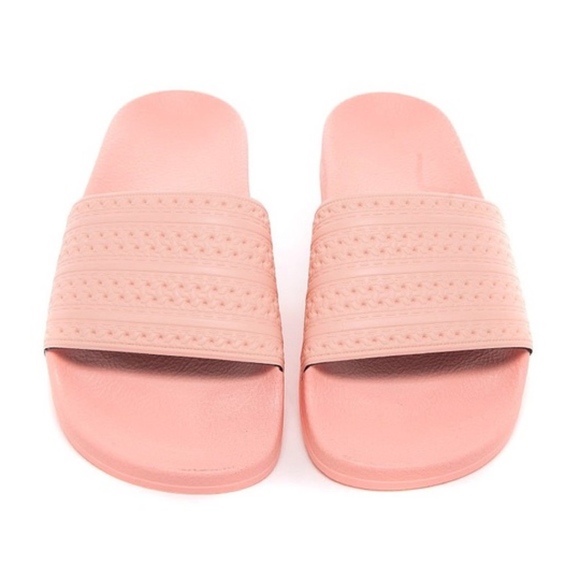 baby pink adidas sliders